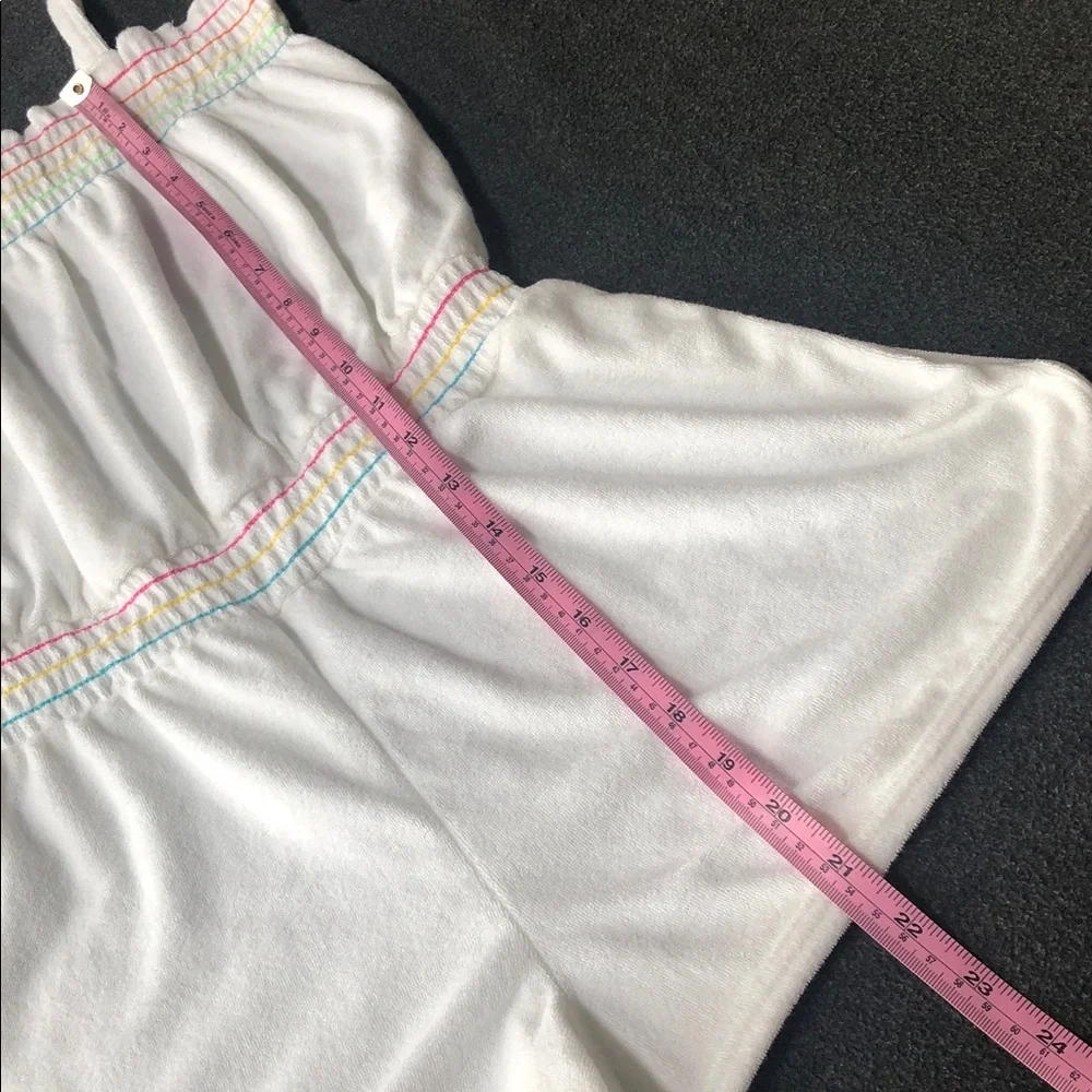 Arizona Jean Company Girls White Terry Swim Romper Coverup + 🌈 Size L (14-16)